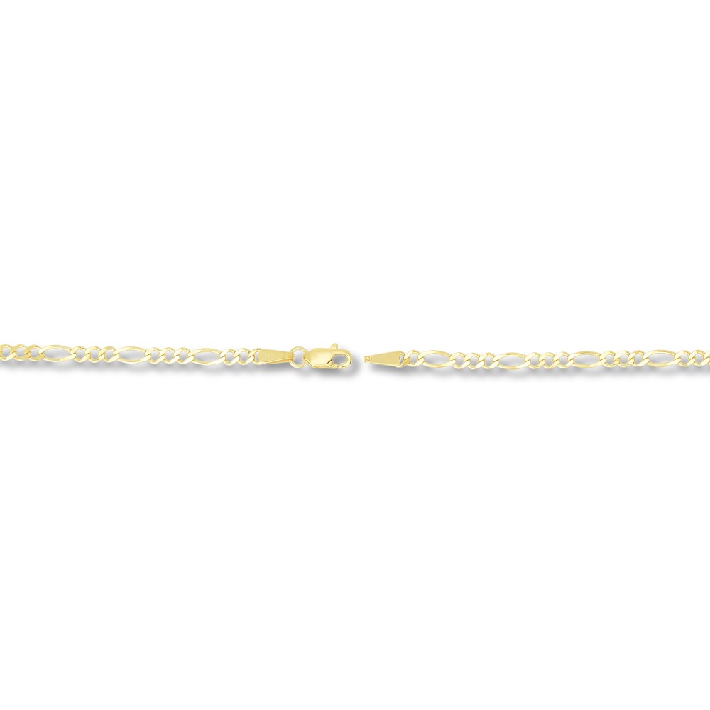 Figaro Chain Necklace 14K Yellow Gold 18\" VbSQAnLi