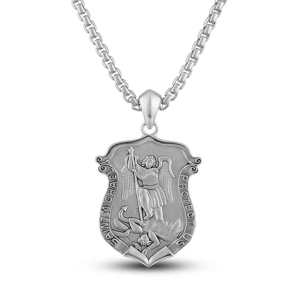 St Michael Pendant Necklace Stainless Steel VddRsyQt [VddRsyQt]