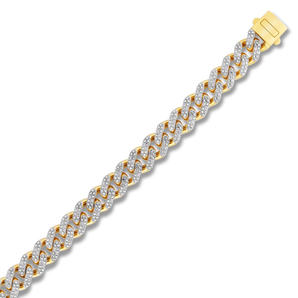 Diamond Curb Necklace 3 1/5 ct tw Round 10K Yellow Gold VgU3gYkK