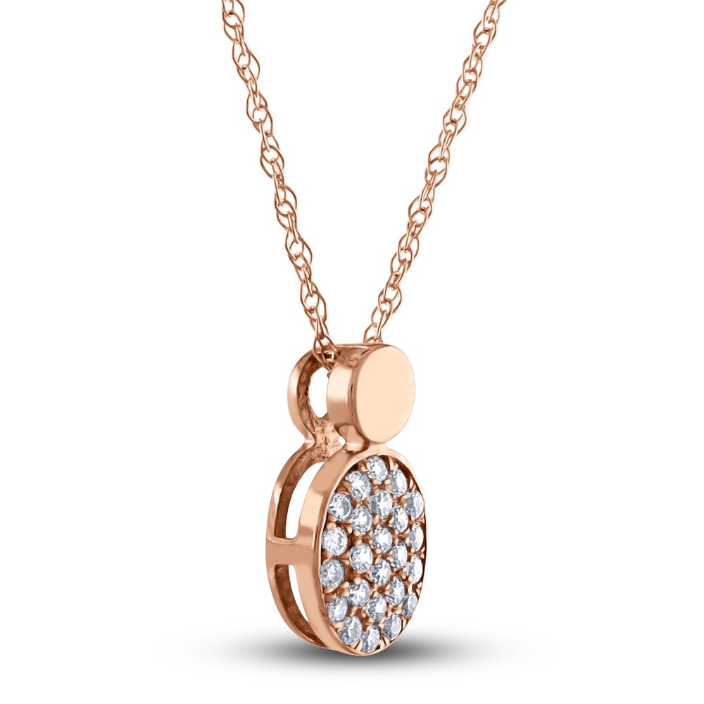 Diamond Pendant Necklace 1/10 ct tw Round 10K Rose Gold 18\" VzUeEf0G