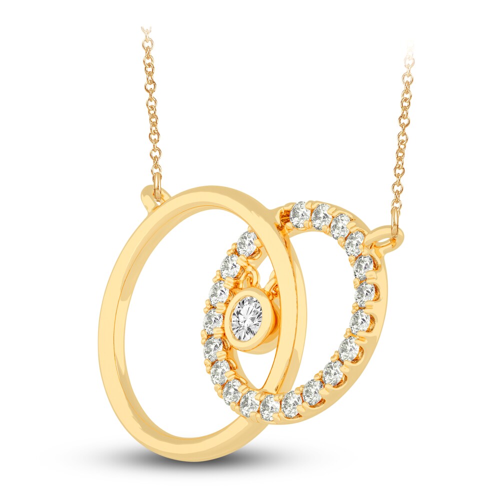 Diamond Pendant Necklace 1/2 ct tw Round 14K Yellow Gold 18\" VzpoVw2X