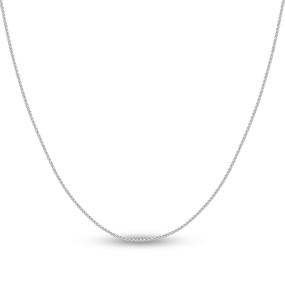 Round Wheat Chain Necklace 14K White Gold 18\" W3nc1foo
