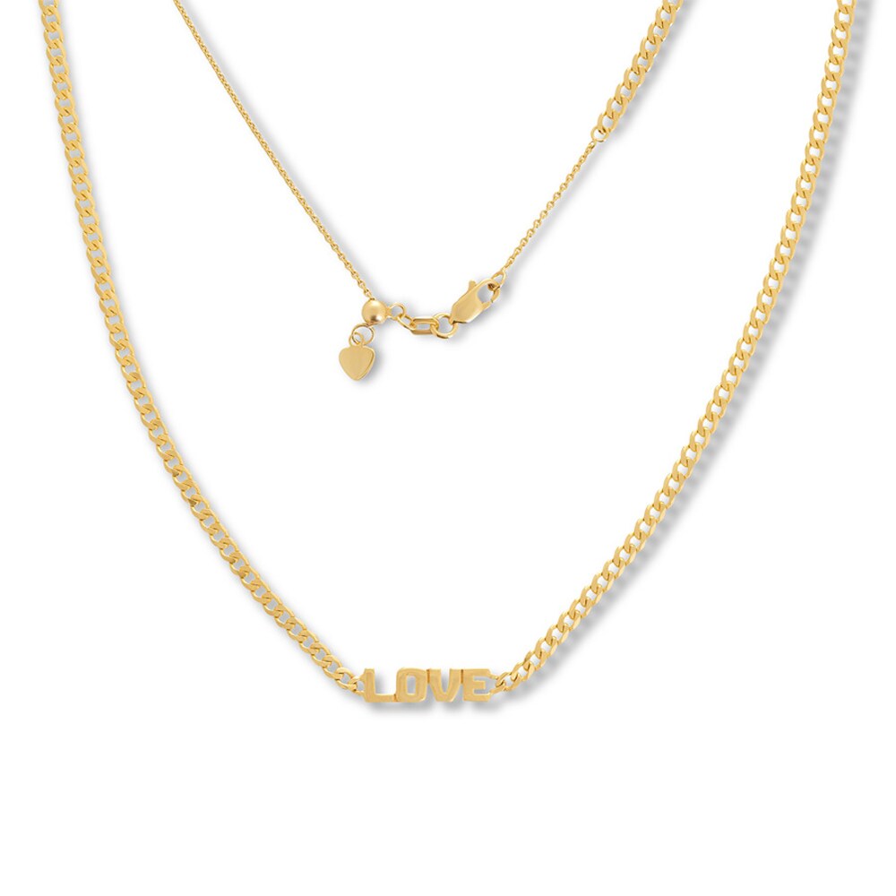 Love Curb Chain Choker Necklace 14K Yellow Gold 12\" WBXPSkT5