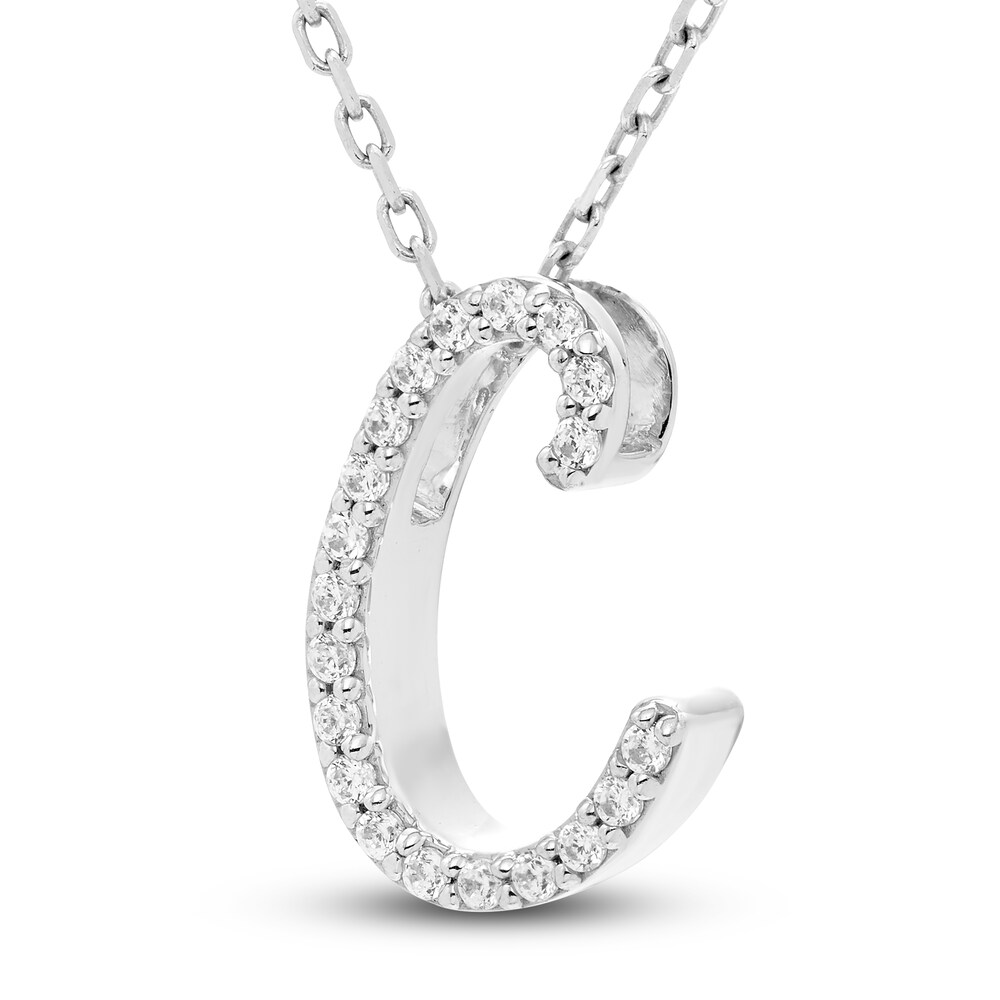 Diamond Letter C Pendant Necklace 1/10 ct tw Round 10K White Gold WCW7Eld8