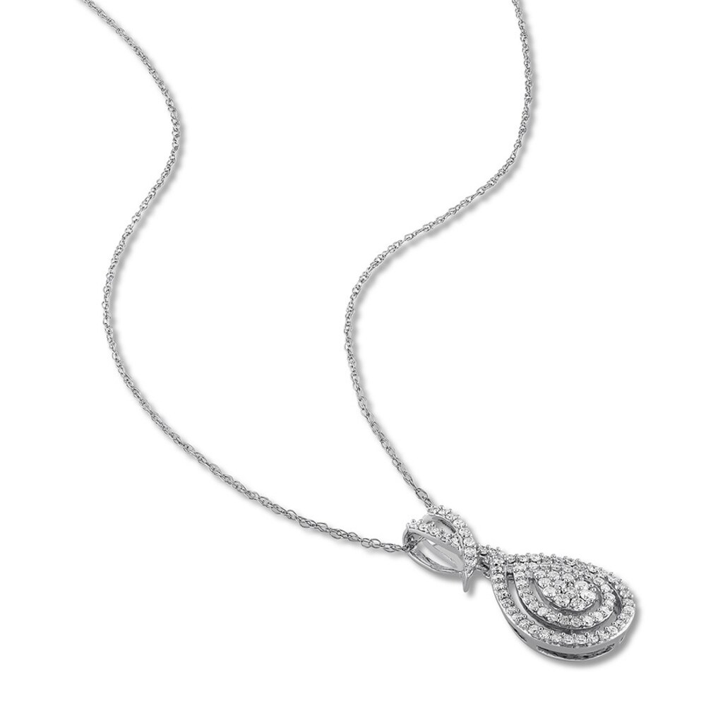 Diamond Teardrop Necklace 1/2 ct tw Round-cut 10K White Gold WHTSWvr9