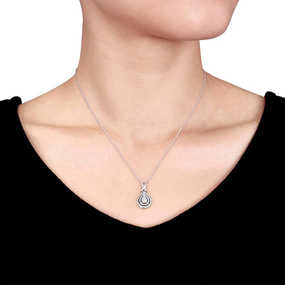 Diamond Teardrop Necklace 1/2 ct tw Round-cut 10K White Gold WHTSWvr9