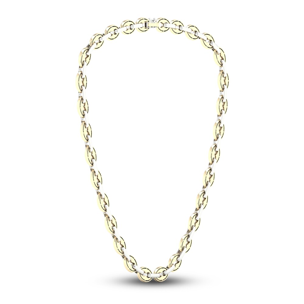 Men\'s Lab-Created Diamond Chain Necklace 12 ct tw Round 14K Two-Tone Gold WItUYMHo