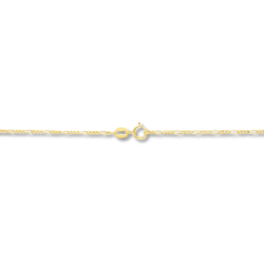 Figaro Chain Necklace 14K Yellow Gold 24\" WhjjKoTE