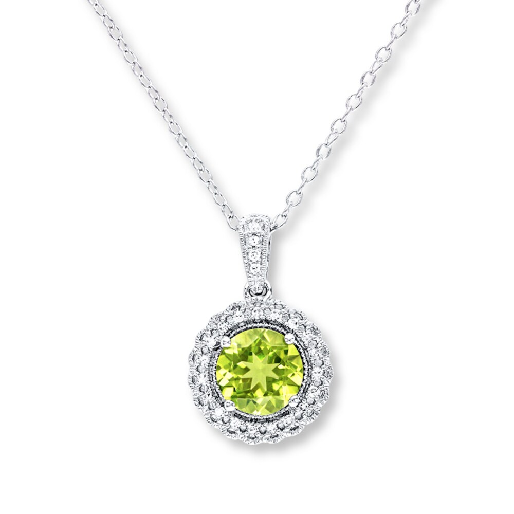 Peridot Necklace 1/10 ct tw Diamonds Sterling Silver Wod51yJL