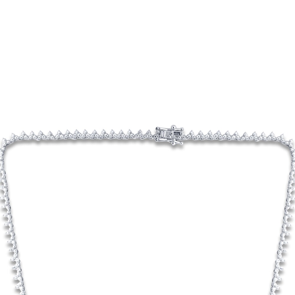 Diamond Tennis Necklace 3 ct tw Round 14K White Gold 17\" X7j1GX70