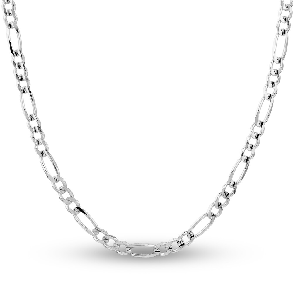 Figaro Chain Necklace 14K White Gold 20\" Xbl9VzBT