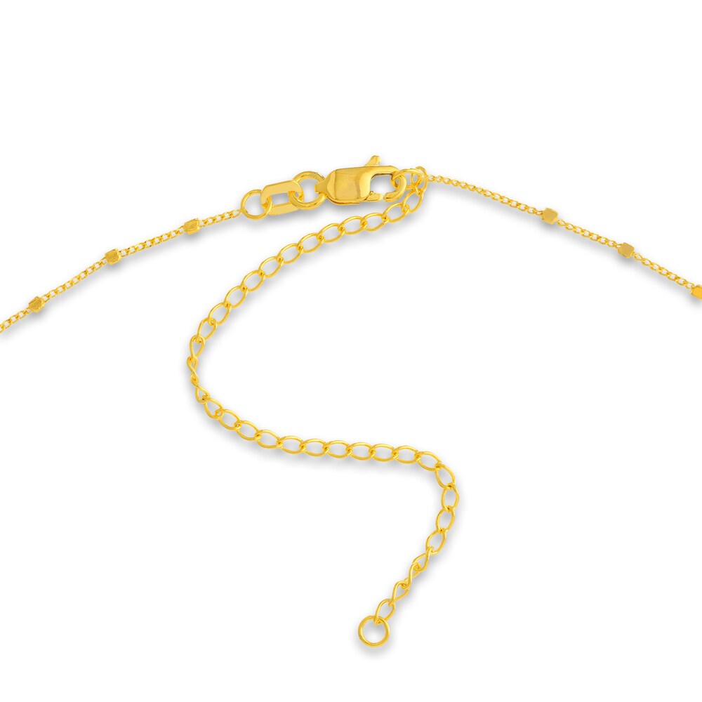 Square Bead Saturn Choker Necklace 14K Yellow Gold 13\" Adj. XeAuTgJi