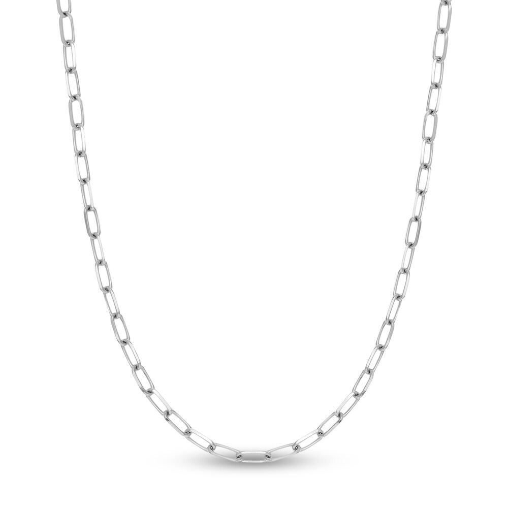 Paper Clip Chain Necklace 14K White Gold 24\" YHTjrZ5q