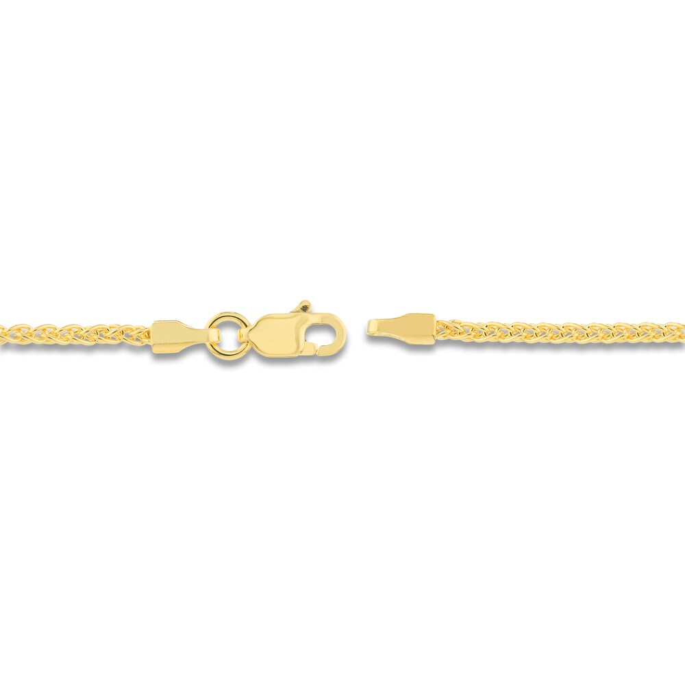 Round Wheat Chain Necklace 14K Yellow Gold 16\" YjFdskgu