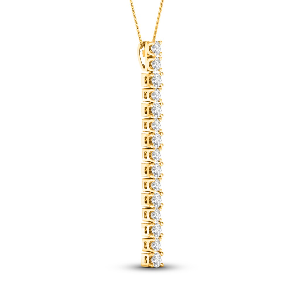 Lab-Created Diamond Linear Pendant 2 ct tw Round 14K Yellow Gold YkQ2lbvP