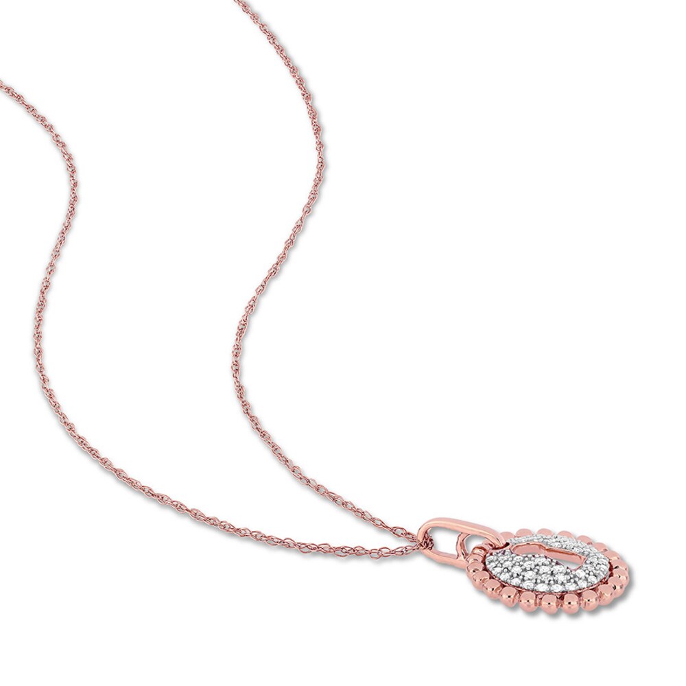 Diamond Keyhole Necklace 1/5 ct tw Round 10K Rose Gold YxzCqDbl