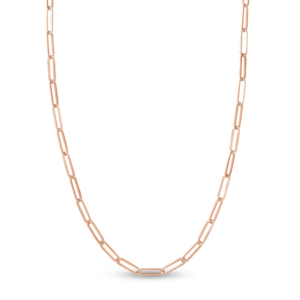 Paper Clip Chain Necklace 14K Rose Gold 20\" Yzrmgknh