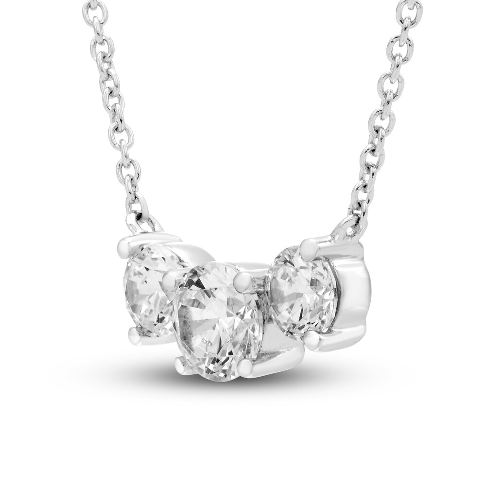 Hearts Desire Diamond 3-Stone Necklace 3/4 ct tw Round 18K White Gold ZKMYyTmd