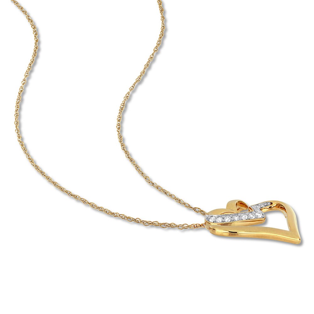 Chevron Heart Necklace 1/10 ct tw Diamonds 10K Yellow Gold ZMeufkVw