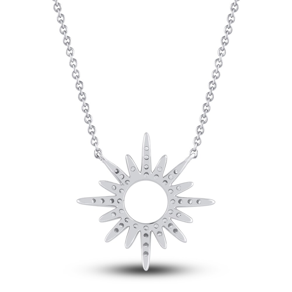 Diamond Sun Necklace 1/3 ct tw Round 10K White Gold 18\" ZfvZYZSG