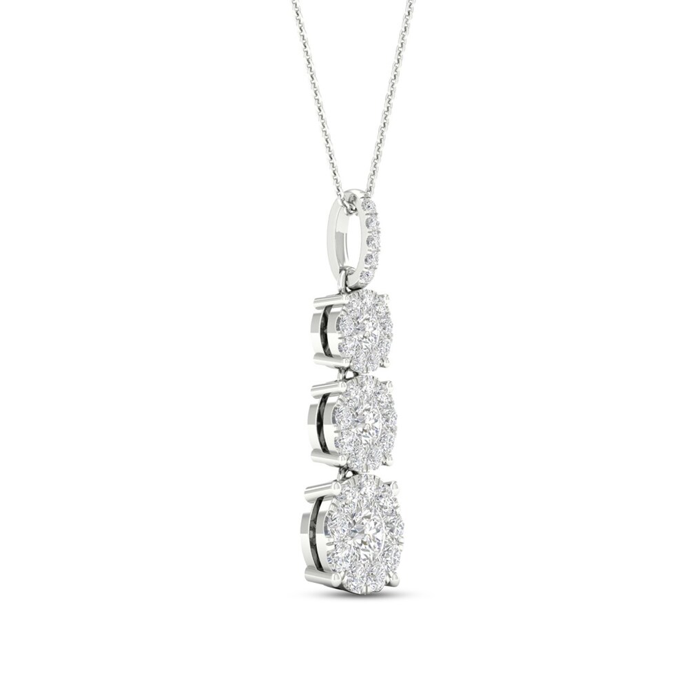 Diamond 3-Stone Necklace 1 ct tw Round 10K White Gold aTgwu9JQ