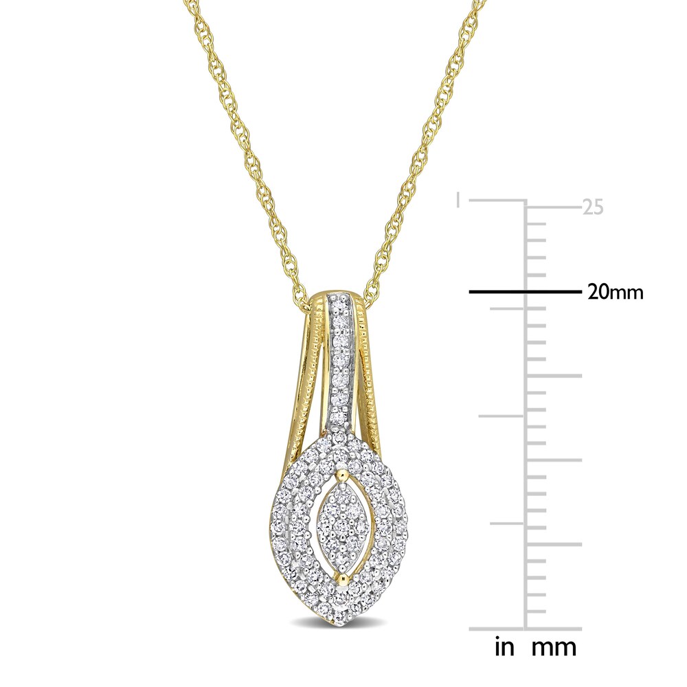 Diamond Marquise Necklace 1/4 ct tw Round 10K Yellow Gold 17\" baOhe4p0