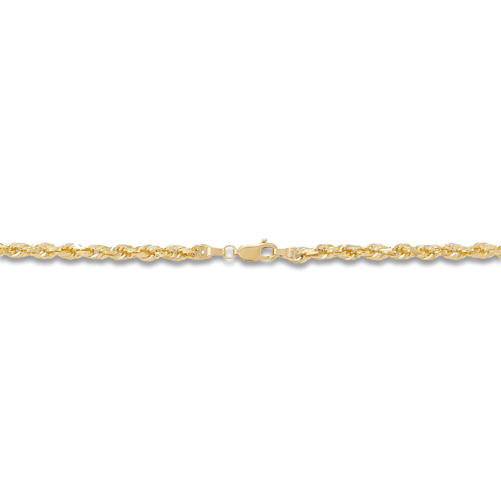 Solid Glitter Rope Necklace 14K Yellow Gold 22\" 3.8mm c07wRUlH