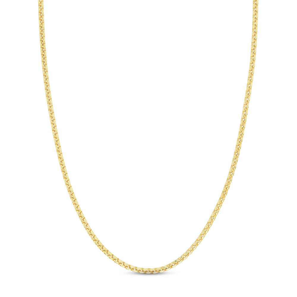 Round Box Chain Necklace 14K Yellow Gold 18\" cjGKyp4i