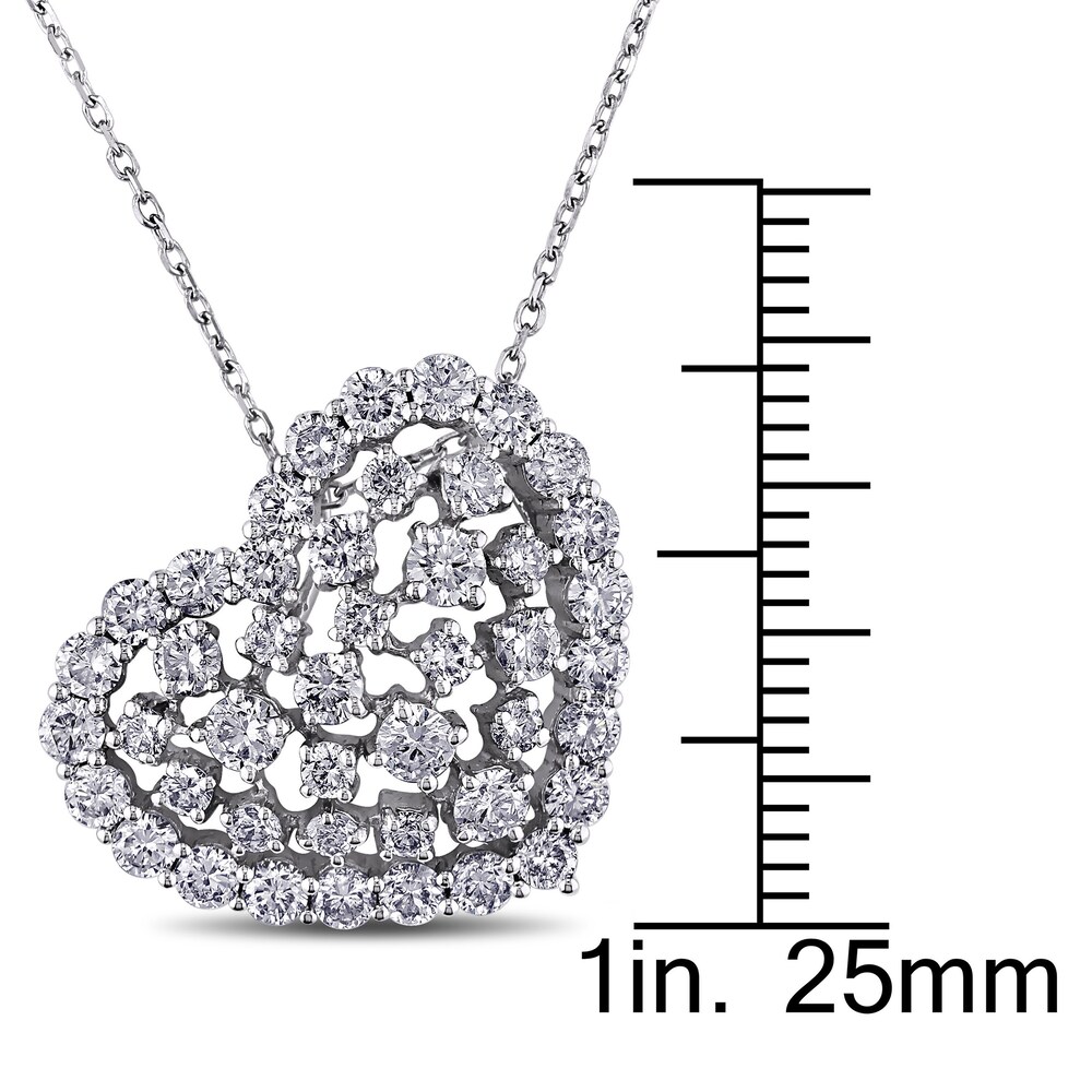 Diamond Heart Pendant Necklace 2 ct tw Round 14K White Gold 18\" cjPqFIBd