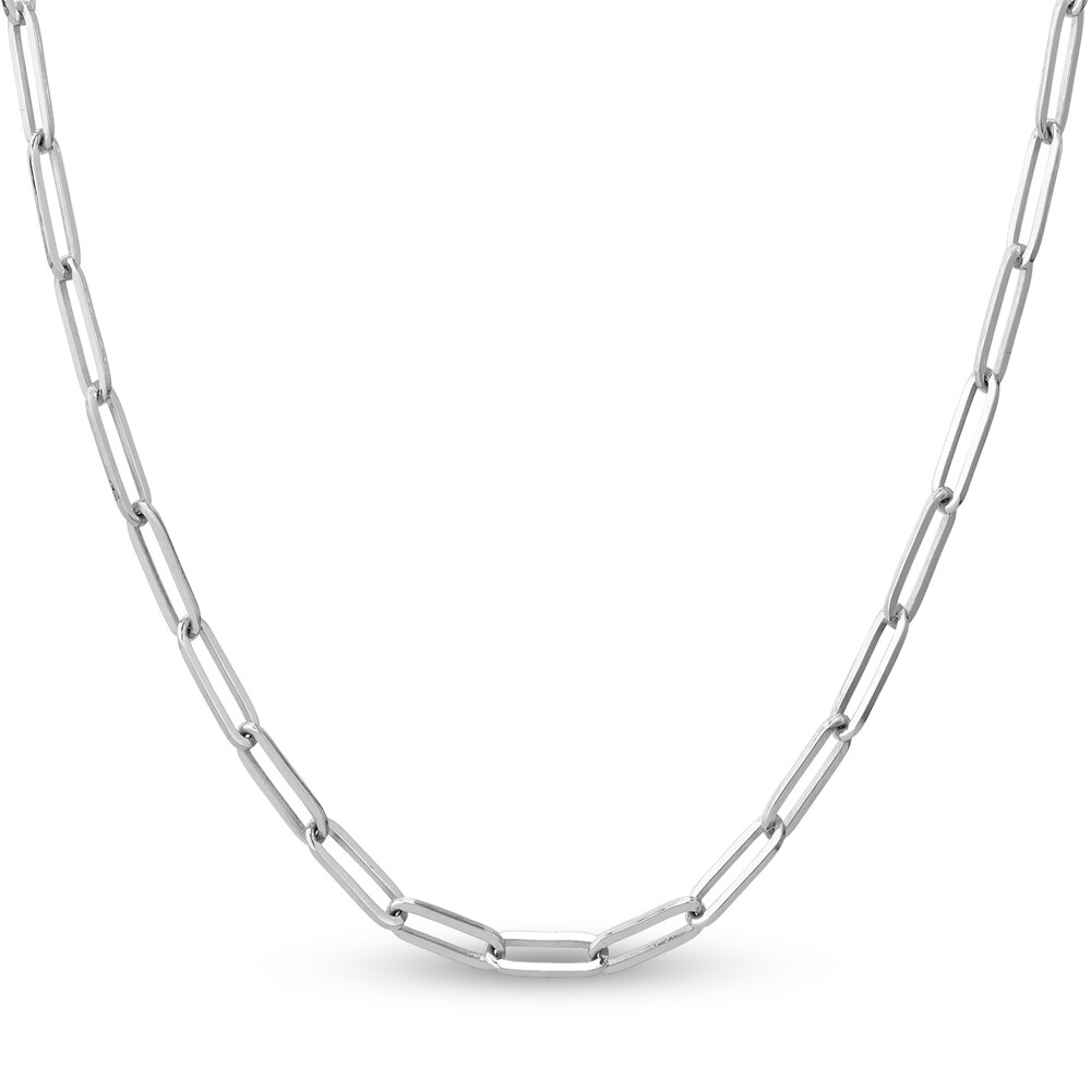 Paper Clip Chain Necklace 14K White Gold 24\" cjV1RA3R [cjV1RA3R]