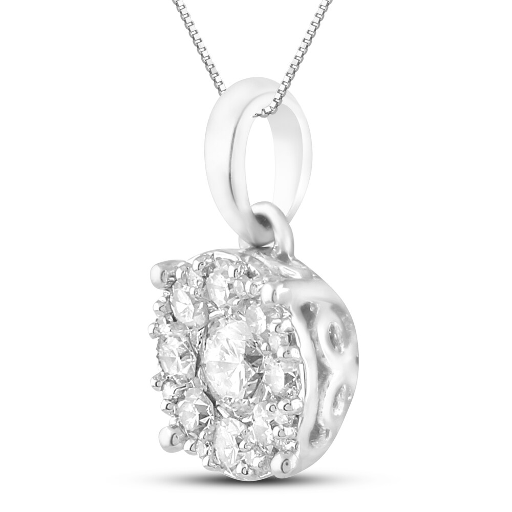 Diamond Necklace 1/2 ct tw Round 14K White Gold cpuBfTGL