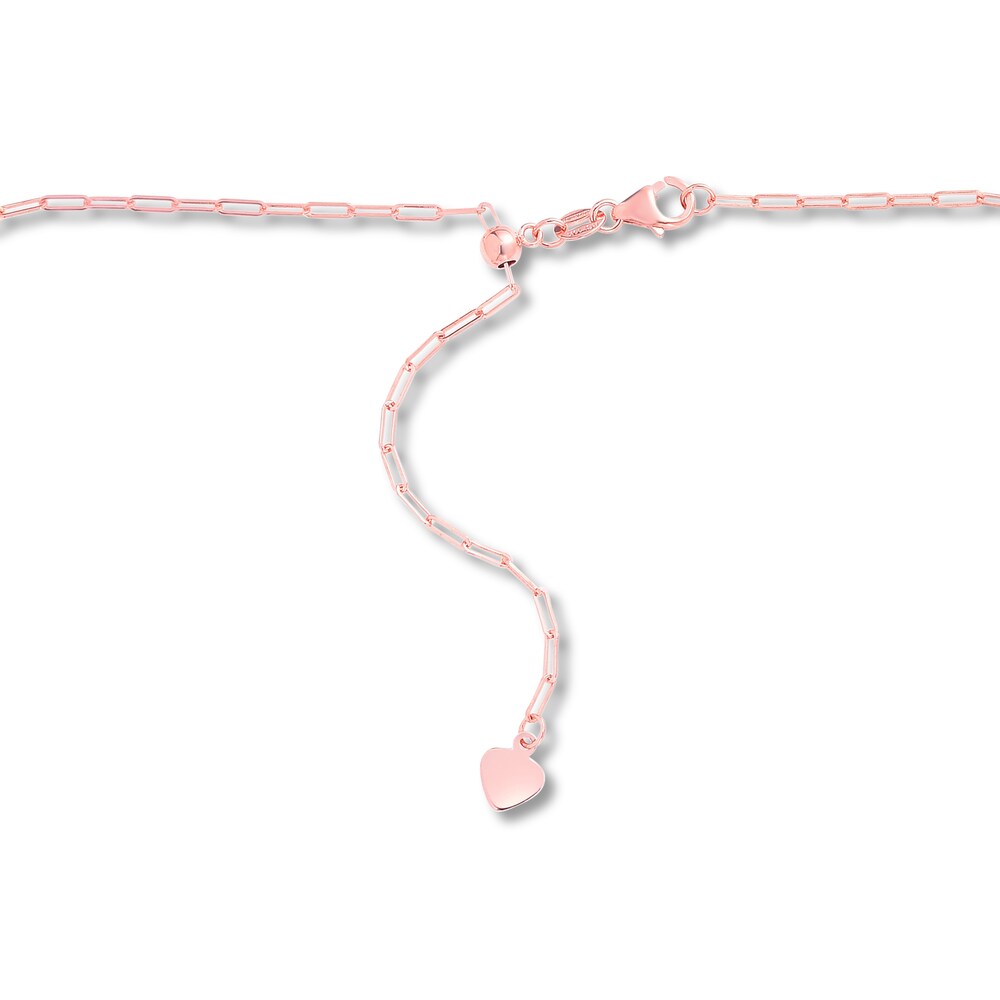 Paper Clip Chain Necklace 14K Rose Gold 22\" Adjustable crEXxQvR