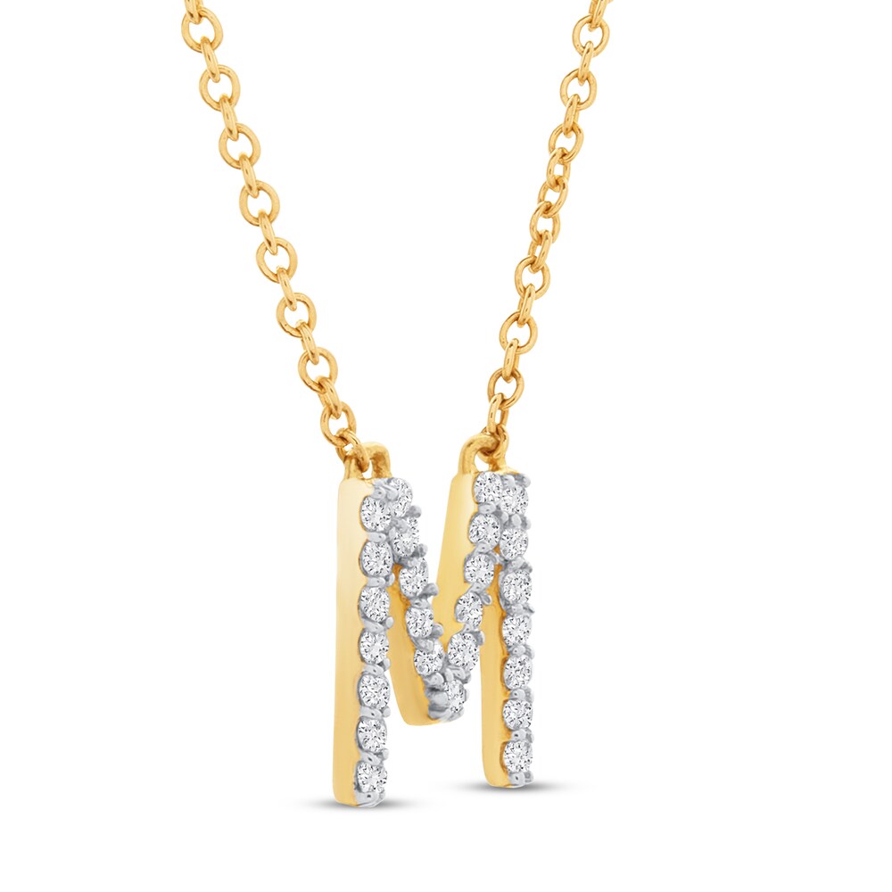 Diamond Letter M Necklace 1/10 ct tw Round 10K Yellow Gold cvhL8ZtX