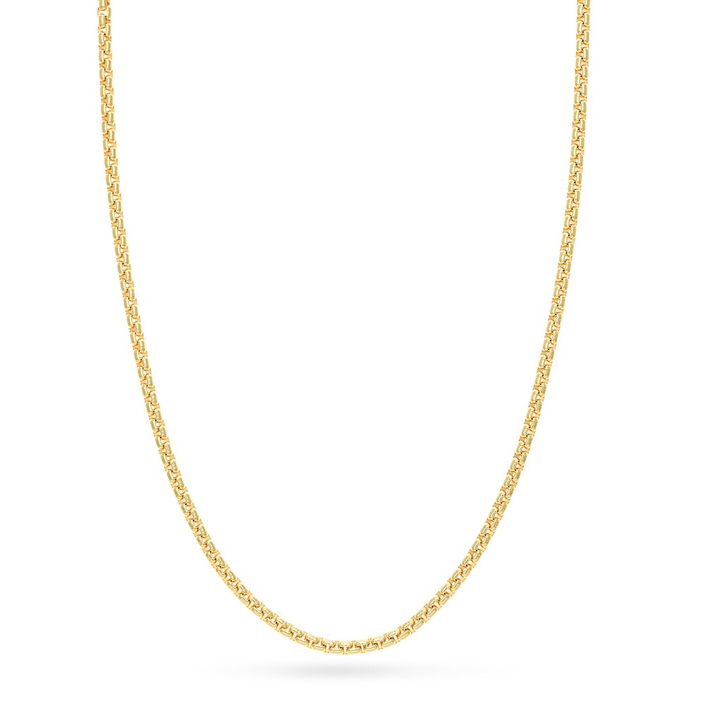 Men\'s Solid Round Box Chain Necklace 14K Yellow Gold 18\" cyg2ybaS