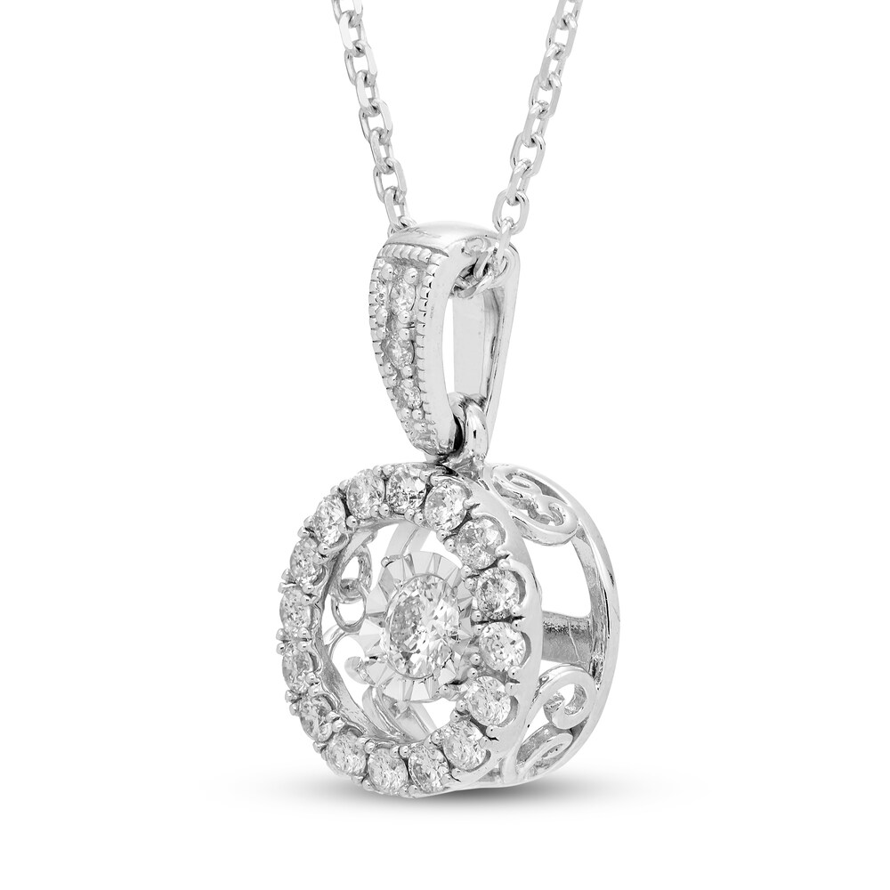 Diamond Necklace 1/3 ct tw Round 10K White Gold czi16spp