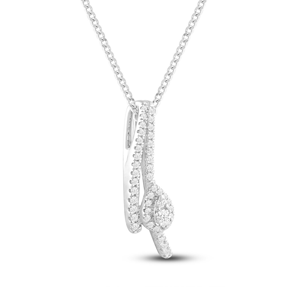 Diamond Pendant Necklace 1/4 ct tw Round 10K White Gold 18\" dApokUoW