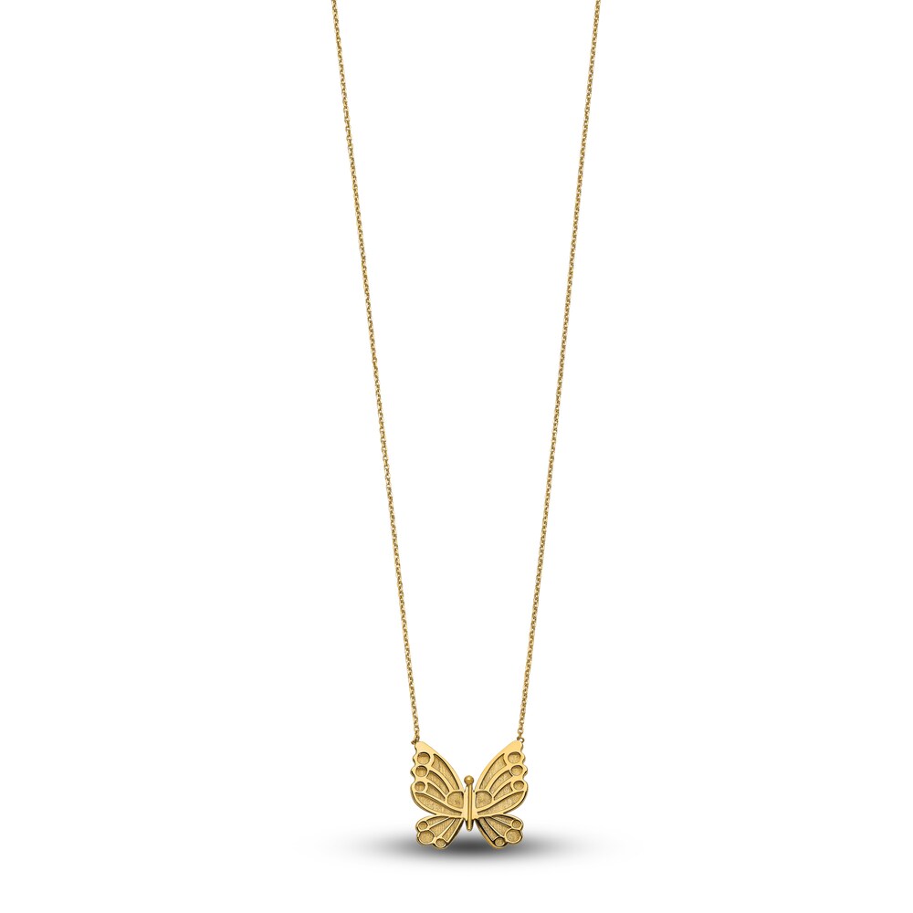 High-Polish Butterfly Necklace 14K Yellow Gold 17\" dH6WD72r