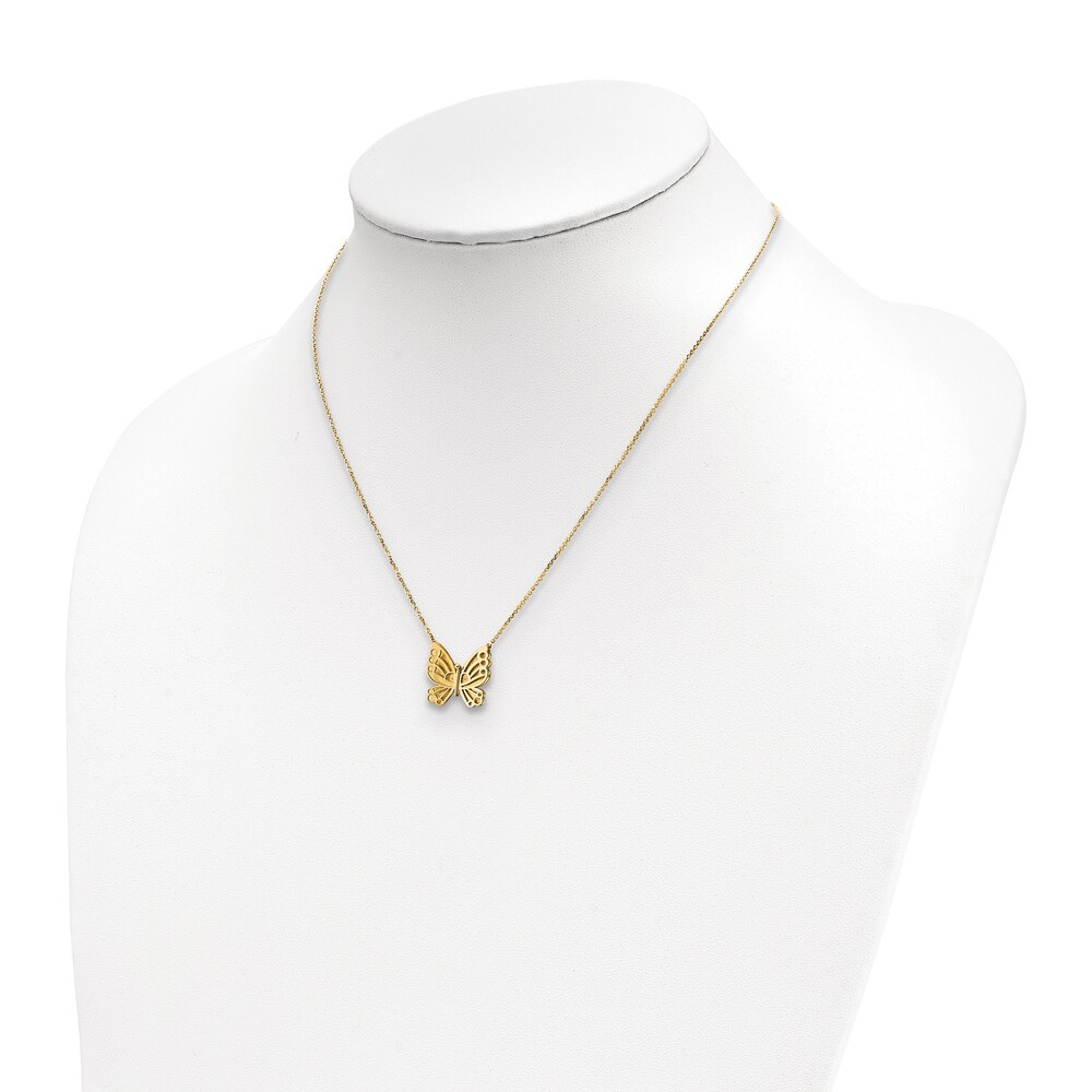 High-Polish Butterfly Necklace 14K Yellow Gold 17\" dH6WD72r