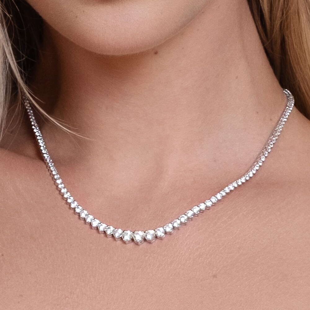 Diamond Necklace 10 ct tw Round 14K White Gold 16\" dHQ43lB7