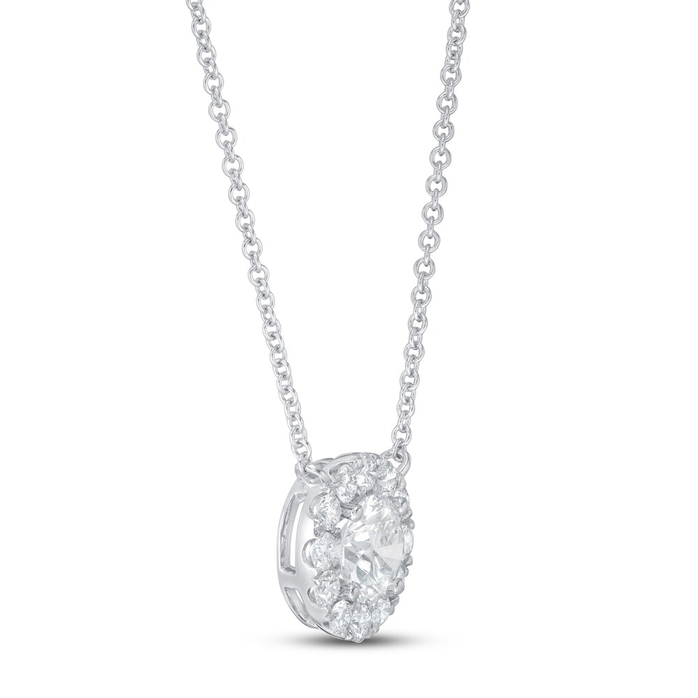 Lab-Created Diamond Necklace 1-1/8 ct tw Round 14K White Gold dIuksQlo