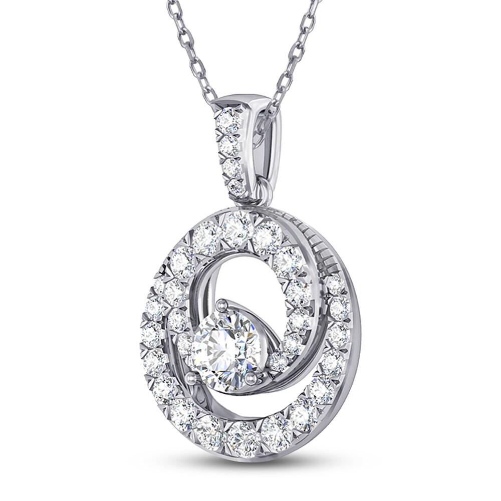 Closer Together Diamond Necklace 1-1/2 ct tw Round 14K White Gold dMUBu4sj