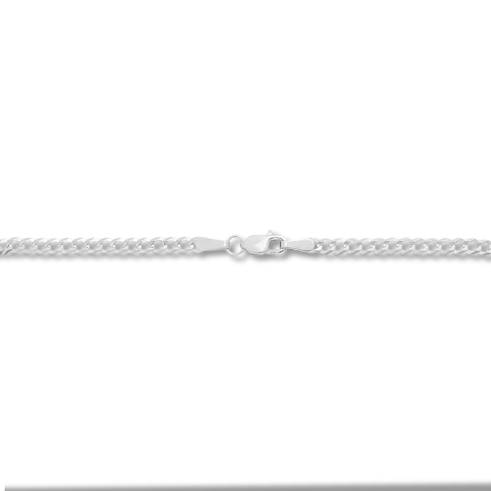 Curb Chain Necklace 14K White Gold 24\" dOyTy1rq