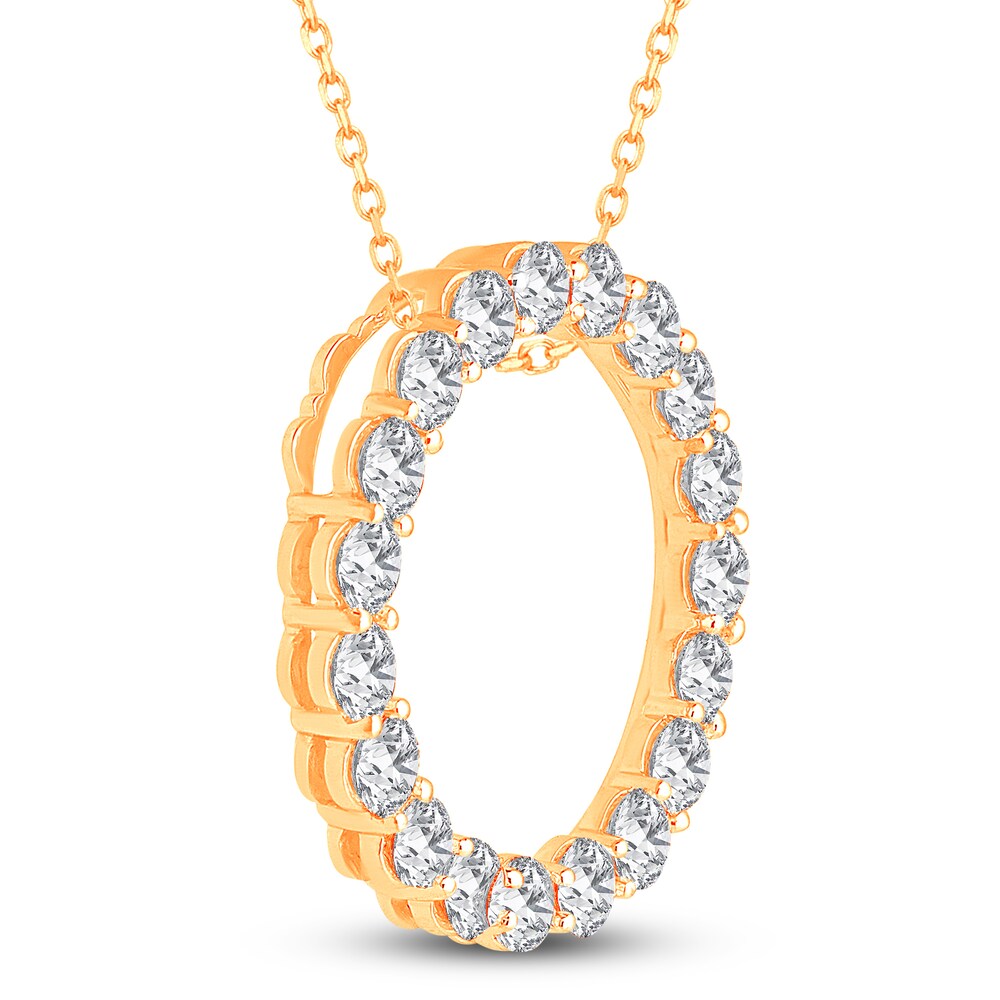 Diamond Circle Pendant Necklace 3 ct tw Round 14K Yellow Gold 18\" dVq8XzLU