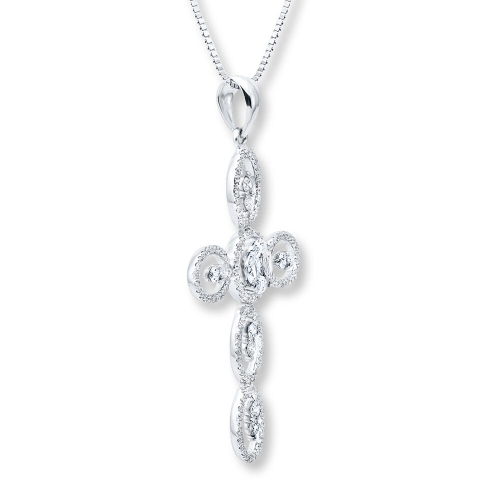 Cross Necklace 7/8 ct tw Diamonds 14K White Gold dj11FniY