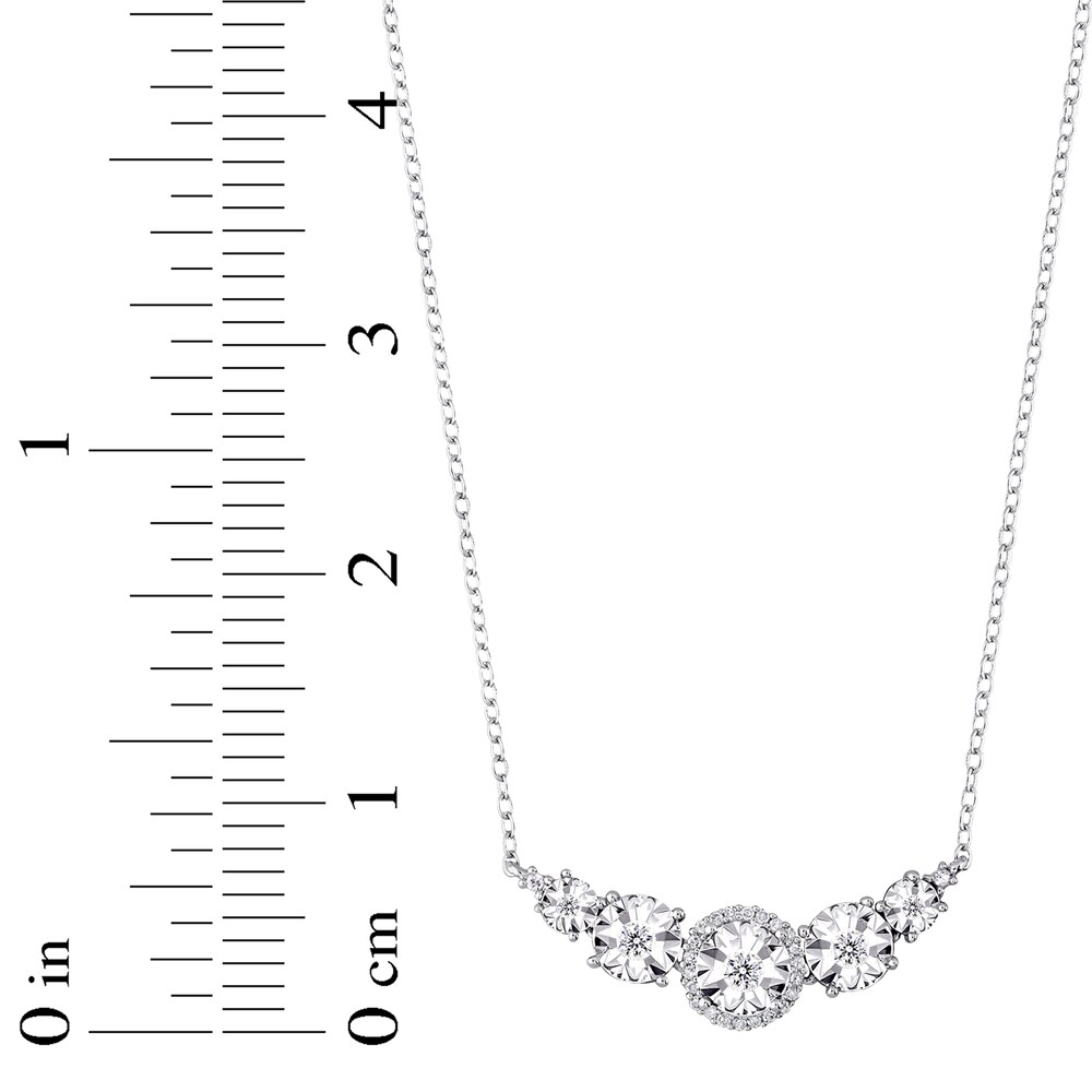 Diamond 5-Stone Necklace 1/6 ct tw Round Sterling Silver 17\" e2jVFS5c