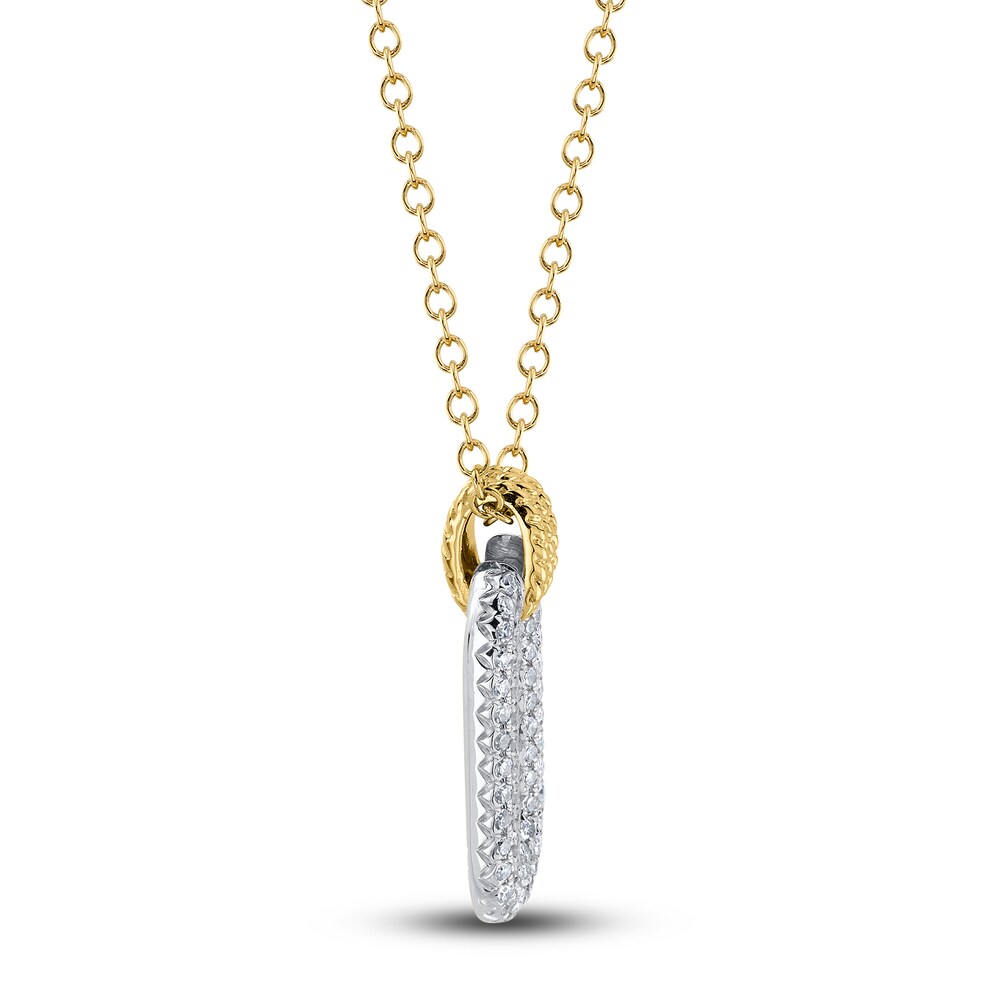 Shy Creation Diamond Necklace 1/6 ct tw Round 14K Two-Tone Gold 18\" SC55024422 e7yA0LLH