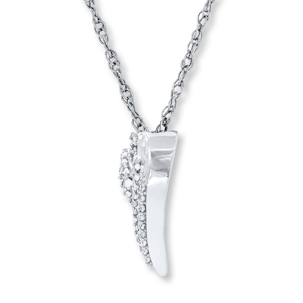 Diamond Heart Necklace 1/4 ct tw Round-cut 10K White Gold eD3VtJly