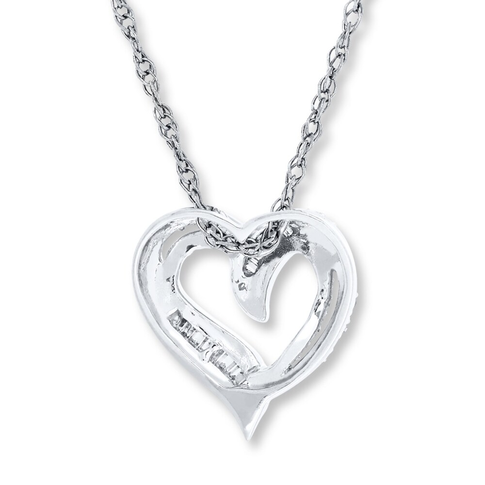 Diamond Heart Necklace 1/4 ct tw Round-cut 10K White Gold eD3VtJly