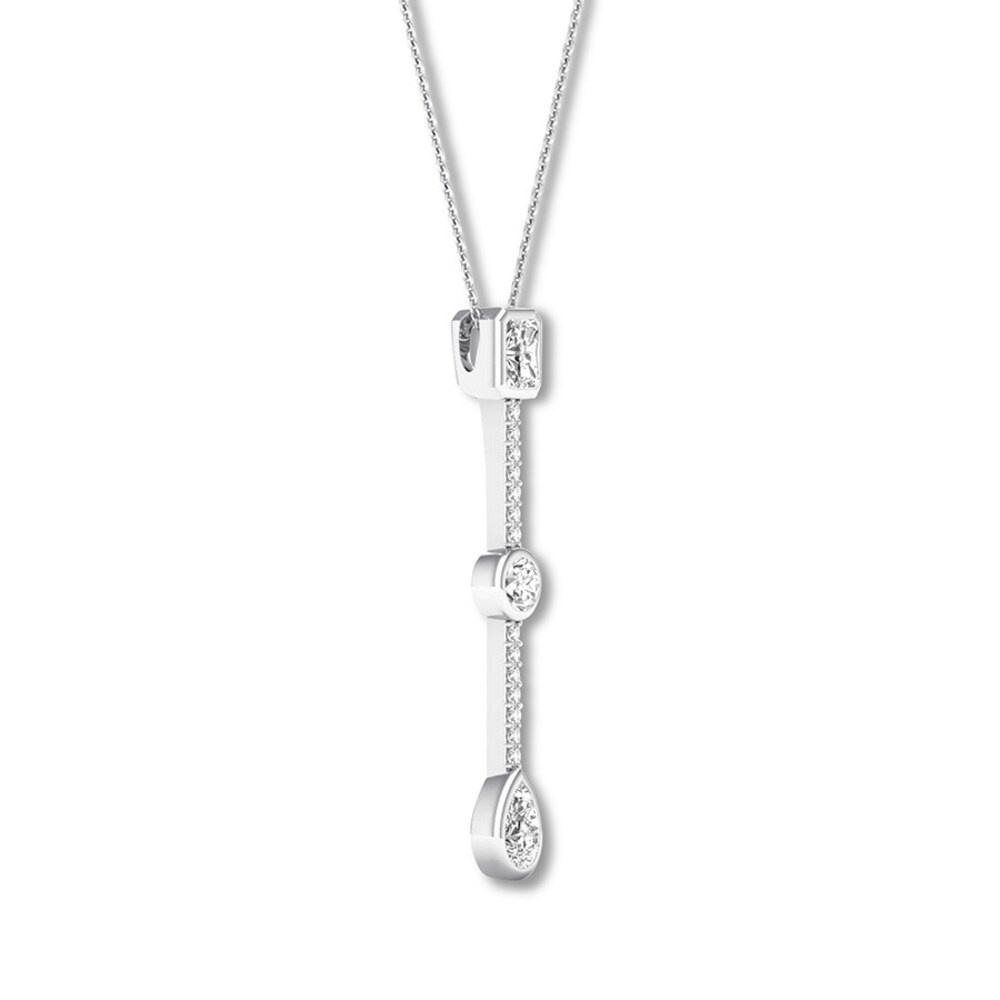 Diamond Drop Necklace 1/2 carat tw Bezel-set 14K White Gold eJFj63Gl