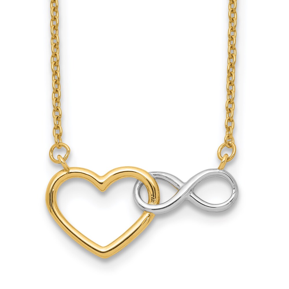 Heart/Infinity Symbol Necklace 14K Yellow Gold/White Rhodium 17\" eJWphP6f [eJWphP6f]